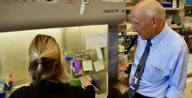 Dr. Steven Rosenberg and a colleague in the lab at the NCI Surgery Branch